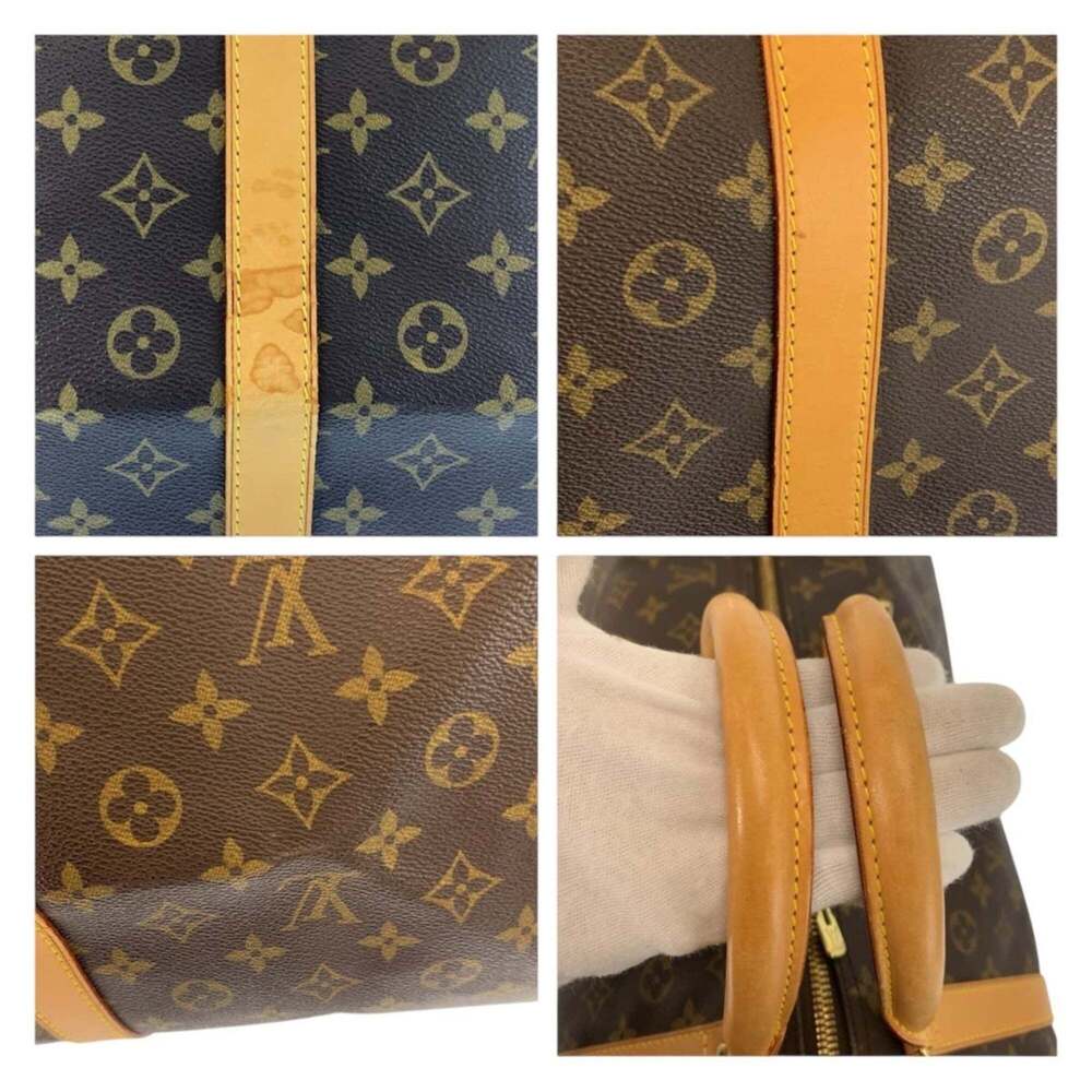 LOUIS VUITTON Authentic Brown Monogram Leather Keepall 60 Boston Bag - Picture 6 of 10